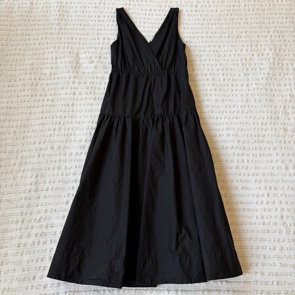 Aritzia Babaton Black Poplin 100% Cotton Tiered Maxi Dress Size Small